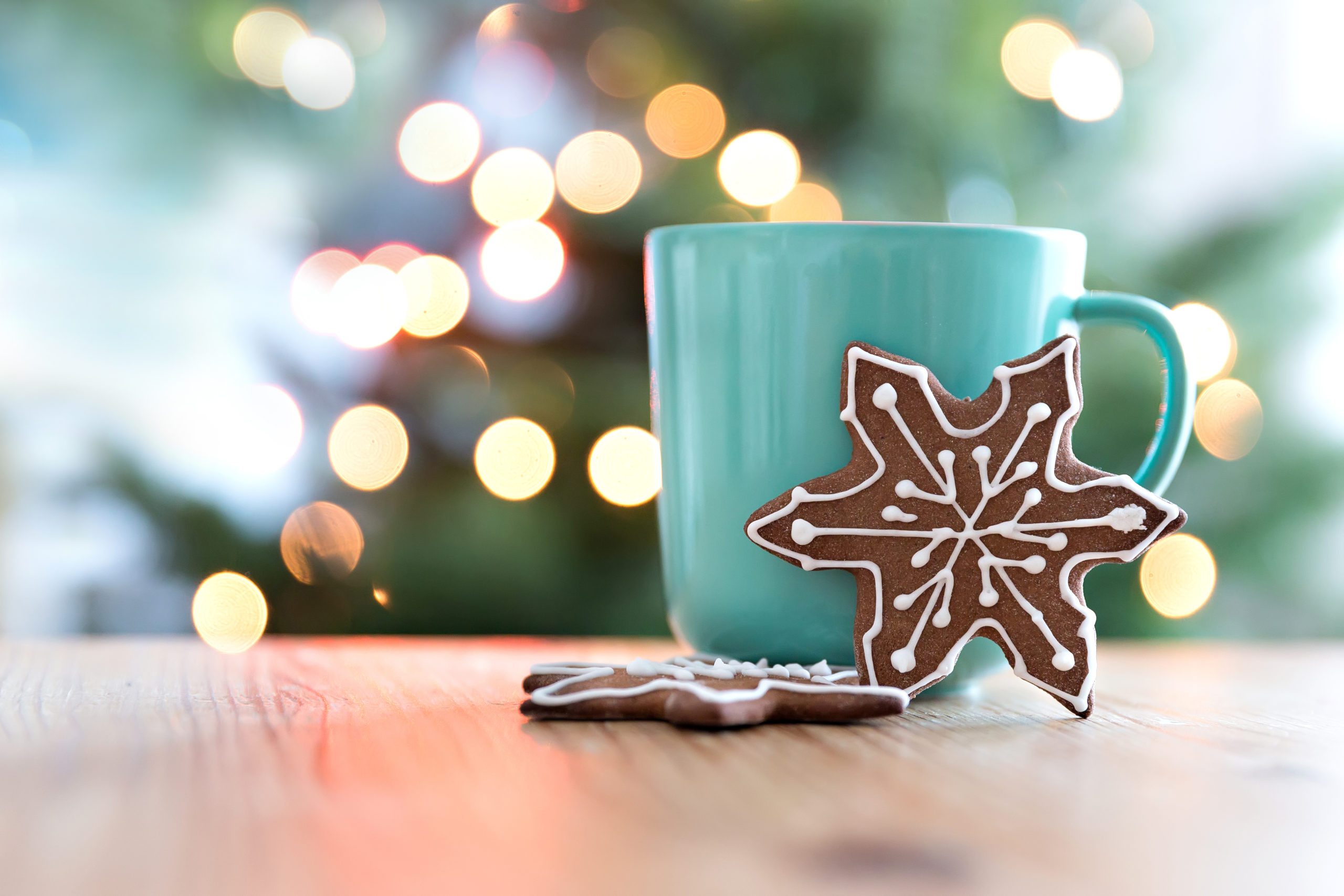 Holiday cookies with green mug